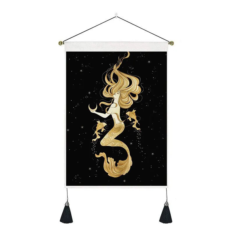 35*50cm Astrology Tarot Home Decoration Wholesale Moon Girl Phase Tapestry Background Cloth Decorative Painting Tapisserie