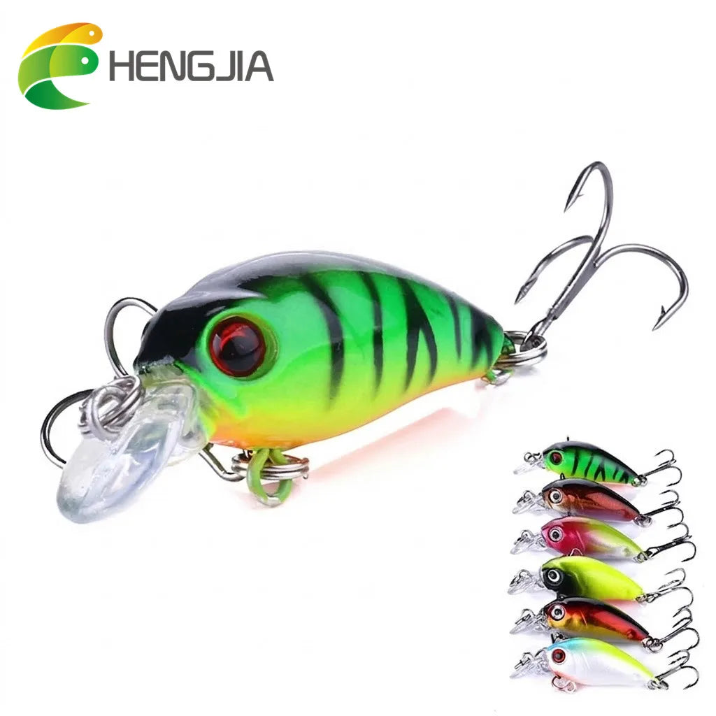 HENGJIA 4.5cm 4g Shallow Water Crankbait Fishing Lure Mini Wobbler Artificial Hard Bait for Bass Perch Trout Fresh Water Fishing