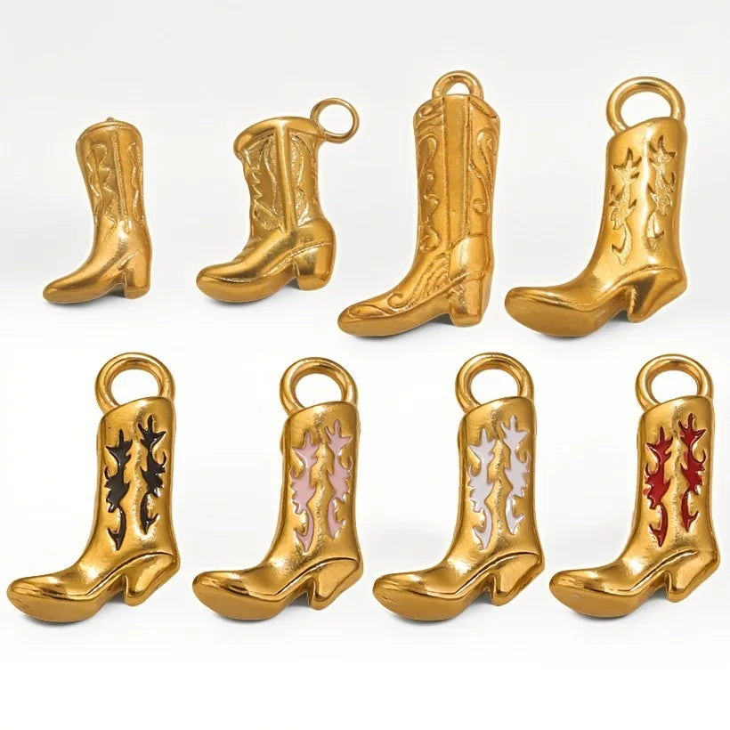 Wholesale 18K Gold Plated Shoe Pendant Children's Stainless Steel Bracelet and Necklace Charms Hot Selling for Jewelry Making