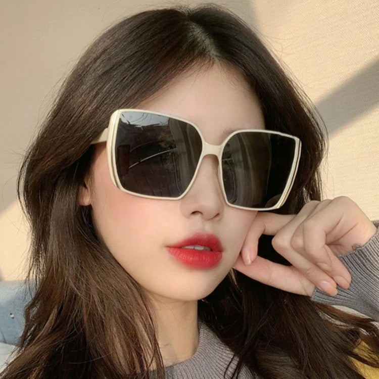 Custom Fashion Famous Brand Ins Big Durable PC Sun GlassesGirl Lady Women Luxury Oversized Sunglasses Sunray