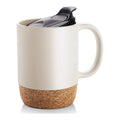 11oz 15oz PP Lid Porcelain Cups Blank Ceramic Coffee Mug Sublimation Tumbler with Cork Bottom