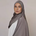 New Fashion Satin Jersey Hijab Shiny Fabric Can Accept Stone Design Stretchy Satin Jersey Shawl for Muslim Women Shawl