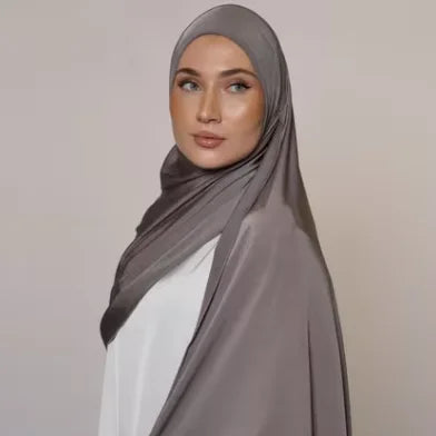 New Fashion Satin Jersey Hijab Shiny Fabric Can Accept Stone Design Stretchy Satin Jersey Shawl for Muslim Women Shawl