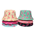 Summer Cotton Reversible Flamingo Print Bucket Hat Sun Fisherman Hat Basin Caps Outdoor Travel Hat Foldable