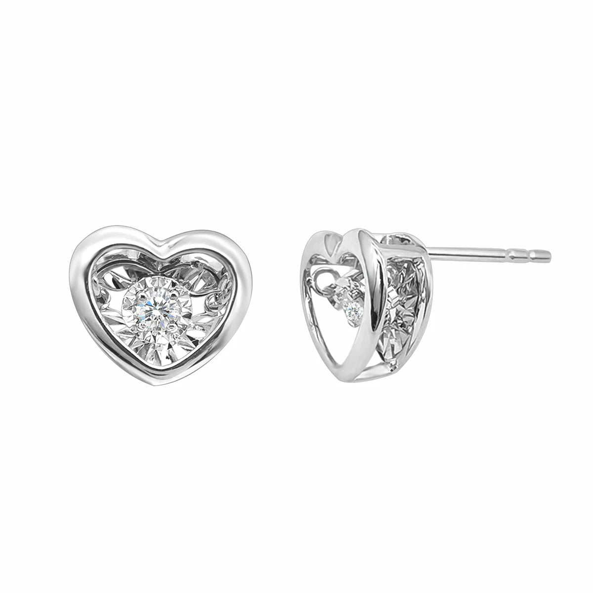 Hot Selling Romantic 18K Gold Heart Earring Dancing Moving Stone Stud Earrings with Natural Diamond Solid Gold OEM/ODM