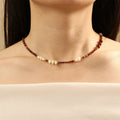 Hot Sale 18K Gold Plated Fresh Water Pearl Charm Necklace Beaded Gemstone Pendant Necklace for Women