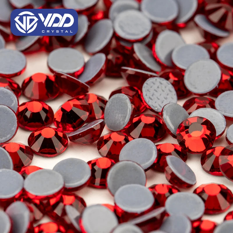 VDD 013 Siam High Quality Hot-Fix Glass Rhinestone Crystal Flatback Strass Stones for DIY Garment Decoration Wedding Dress