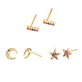 Fine Jewelry Wholesale Star and Moon Cubic Zirconia Stud Earrings 925 Sterling Silver