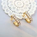 Bling Funky Dainty Stainless Steel Gold Plated Earrings Women Trendy Cubic Zirconia Stud Earring