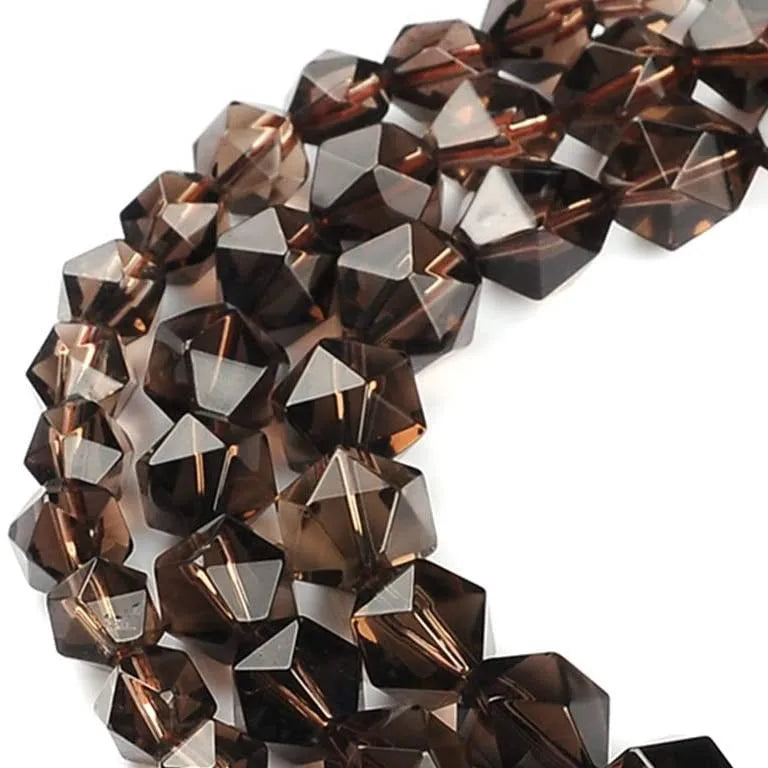 Wholesale Smoky Quartz for Jewelry Making Crafts Natural Faceted Smoky Quartz Diamond Cutting Gemstone Loose Beads