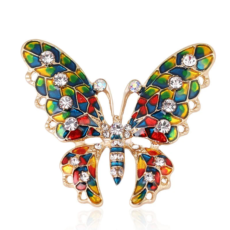 Luxury Inlaid Diamond Enamel Butterfly Brooch Pin Sparkling Rhinestone Crystal Large Butterfly Brooch for Women