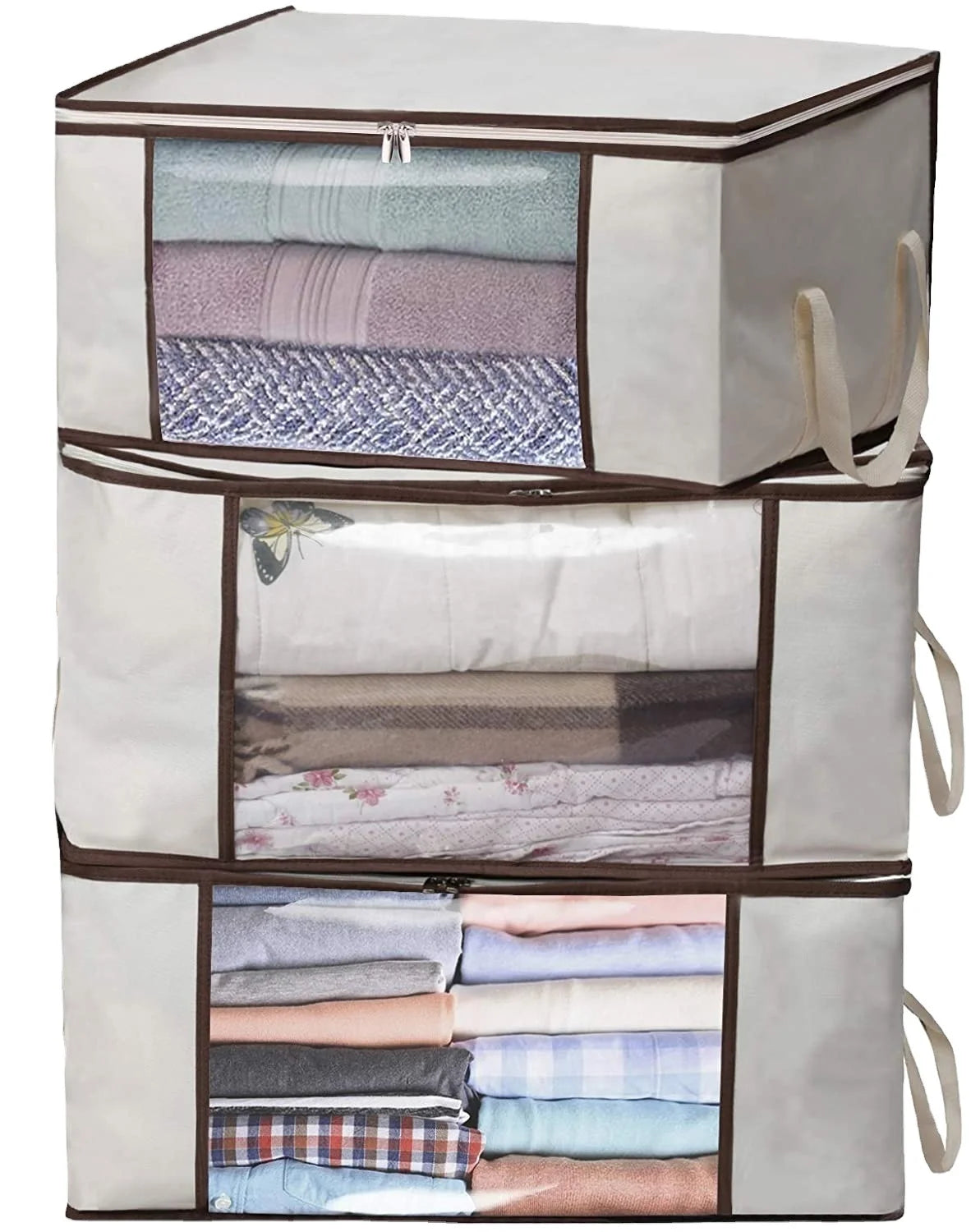Home Basics Minimalist Foldable Storage Bag Underbed Quilt Blanket Organizer Dust & Moth Proof Quilt Storage for Home