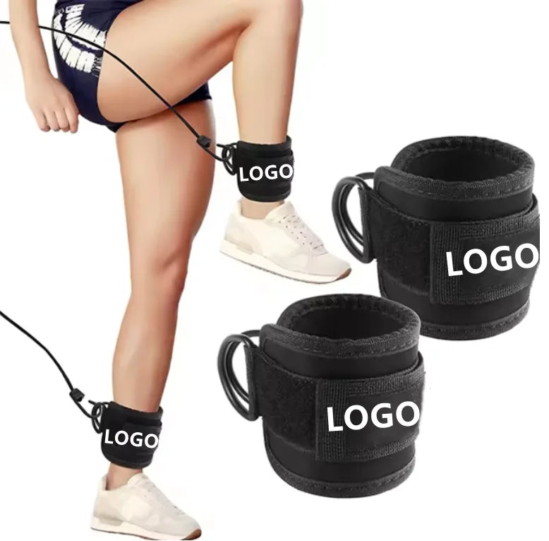 SPORTS Neoprene Padded Weight Ankle Cuffs for Gym Cable Machines Workout Support D-ring Fitness Adjustable Ankle Brace Straps
