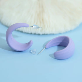 Cute Candy Color Lacquer Striped C-Ring Stud Earrings Dome Hoop Clip Earrings Fashion Jewellery Wholesale