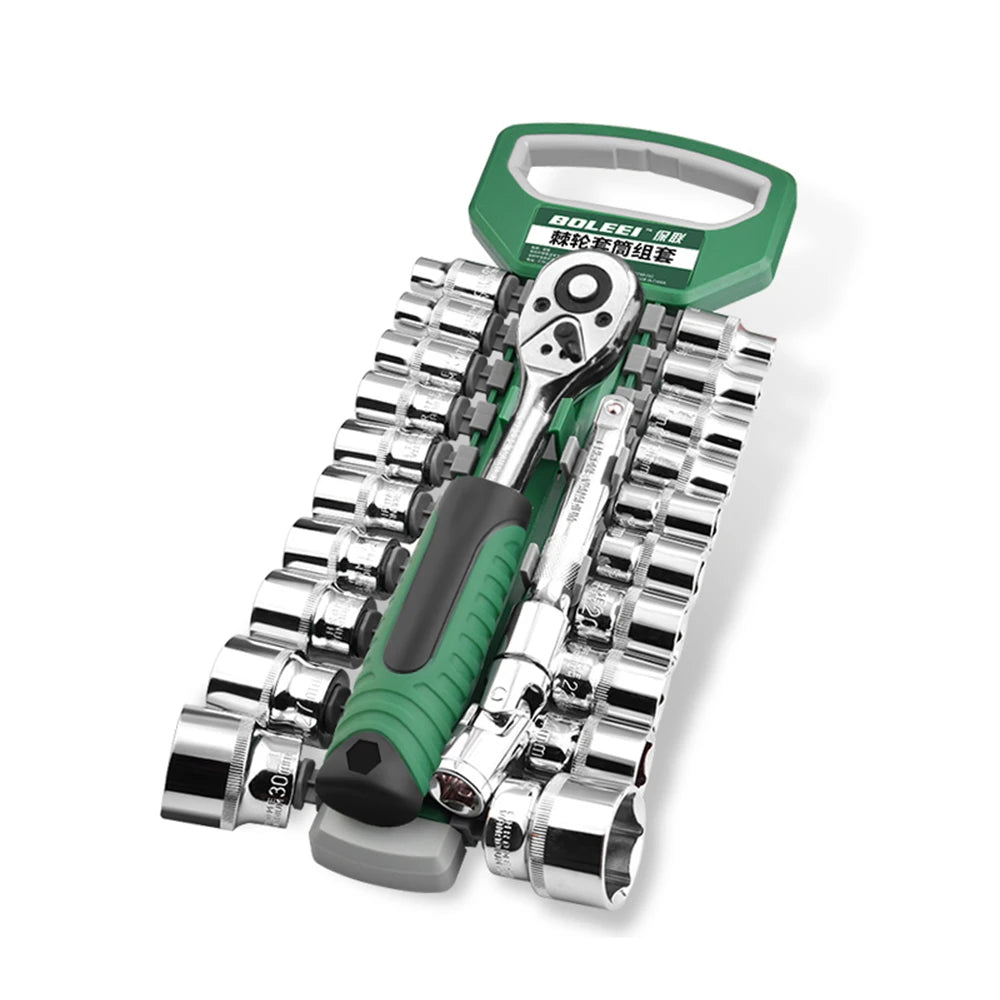 23PCS Cr-V Short Sleeve Ratchet Wrench 24T 1/2' Socket Set Car Repair Tool Kit with OEM Customization Support
