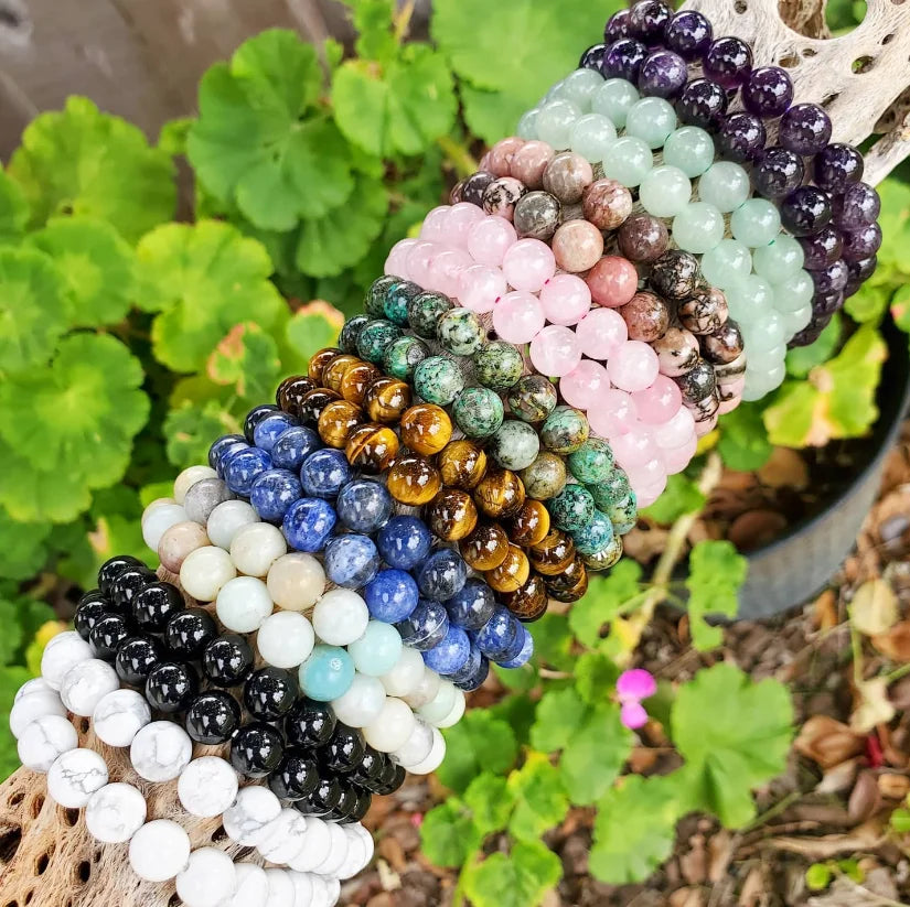 Men's Women's Classic Natural Gemstone Bead Healing Crystal Adjustable Stretch Bracelet Custom Crystal Bangle for Weddings Gifts