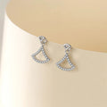 Trendy 925 sterling silver women simple fan-shaped full diamond stud earrings personality fashion small skirt earrings