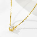 Korean Simple S925 Sterling Silver Four Claw Single Fine Pendant Elegant Gold Plated Cz Clavicle Chain Necklace Fine Jewelry