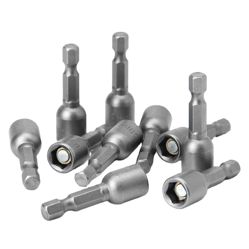 Magnetic Nut Driver Set 8mm 5/16" Socket Adapter Hex Drill Bit