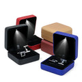 Wholesale JMjermyn JM-001KS Luxury Men's Jewelry Boxes with LED Light Custom Logo Buttons Velvet Cufflinks Case Made PU Leather