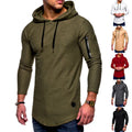 Men's Work Streetwear Casual Oversized Fit Long Sleeve Hooded T-Shirt Zipper Pocket Breathable Fabric for Outdoor Use