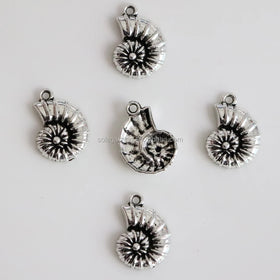 Antique Silver Snail Shell Swirl Round Charms Necklace Pendants for Diy Craft Making