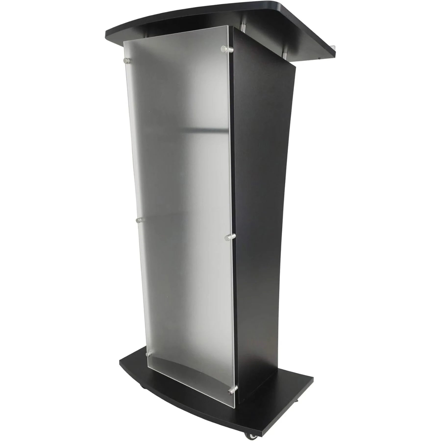 Modern Style Black Acrylic Bending Podium Simple Fashion Square Podium for Church Classroom Speech