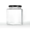 Transparent Glass Hexagonal Honey Jar Empty Can for Pickles Jelly Sugar