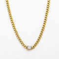 Joolim Jewelry Necklace 18K Gold Plated Zirconia Cuban Stainless Steel Necklaces Trendy Women's Charm Necklaces