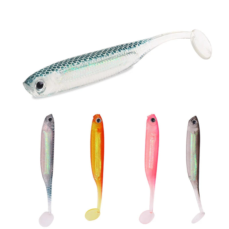 Artificial Lure Plastic Soft Fishing Lure 70mm 2.2g 3D Saltwater Freshwater Soft Fishing Baits