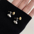 2023 New Fashion Waterproof Jewelry 18k Cold Plated Stainless Steel Double Color Bean Oval Minimal Chunky Stud Earring YF3603