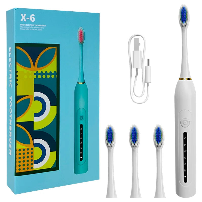 Tongwode 4-Piece Sonic Electric Toothbrush Kit Soft Bristles IPX7 Waterproof USB Charging 2-Min Timer 30s Reminders for Adults