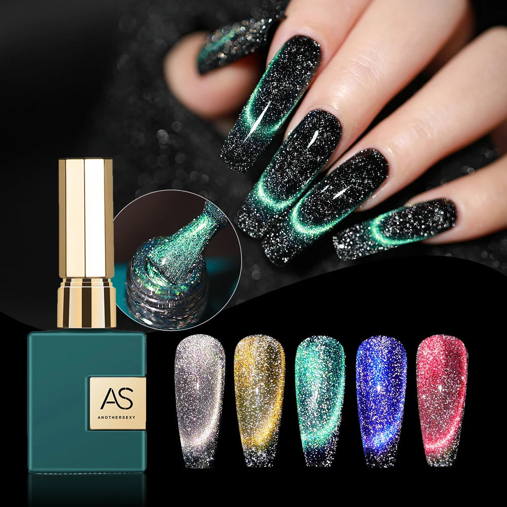 Wholesale 9D Reflective Dynamic UV Gel Nail Polish 15ml Cat Magnetic Effect Cateye Varnish 2 Different Colors