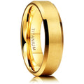 OAHLAN 6mm 8mm Classic Gold Plated Wedding Band Matte Brushed  Titanium Rings for Men Women Couple Unisex Engagement Gift Party