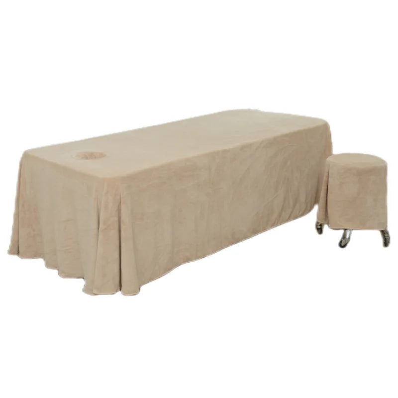 Khaki Velvet Solid Color Massage Table Skirt Beauty Facial Bed Bedding Linen Valance Sheet Cover