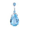 Factory Wholesale Rhodium Plated 925 Sterling Silver Pear Cut Natural Swiss Blue Topaz Pendant for Women Gift Party Wear