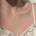 2025 Fashion Design S925 Gold Plated Zircon Bowknot Charm Chain Necklace