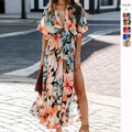 2025 Summer Women's New Sexy High Waist Fashion Printed Split Dress for Women