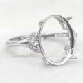 Sterling Silver 10*14mm Semi Mount Ring Empty Frame Blank Support Setting S925 Base Holder Without Center Stone for DIY Inlay