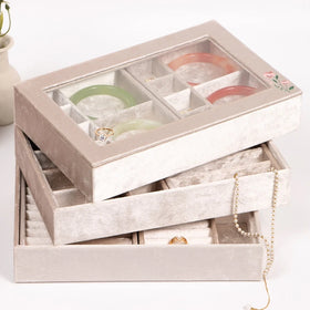 Stackable Velvet Jewelry Tray Organizer Custom Jewelry Box Jewelry Display Tray Storage Case With Lid