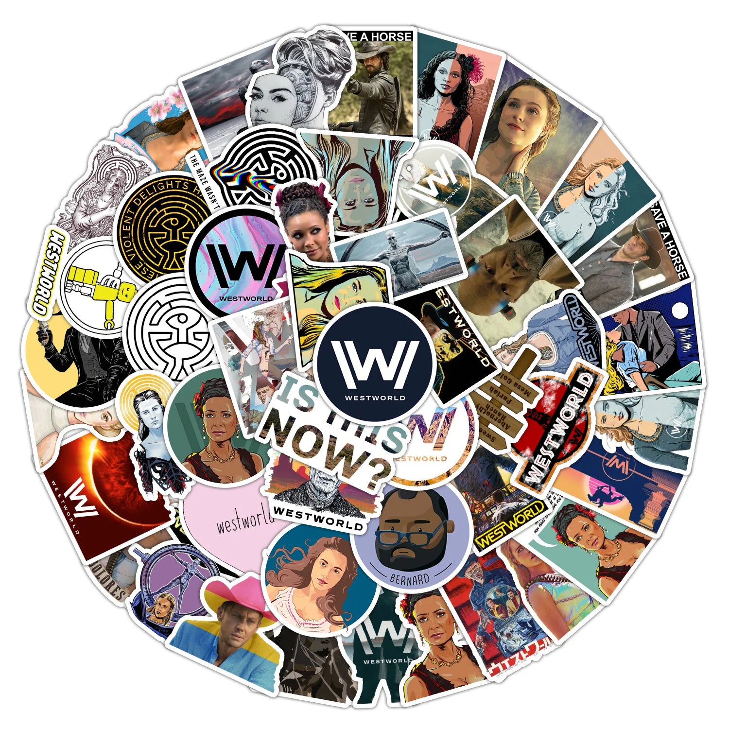 50Pcs US TV Westworld Stickers Decorative Label for Luggage Laptop Guitar Notebook Skateboard Vinyl Waterproof Sticker