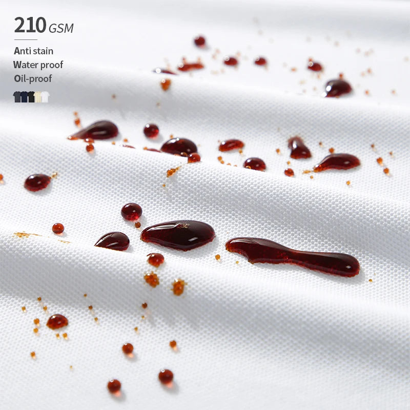 Oil-Proof Anti-Stain Waterproof 210 GSM Solid Color Tshirt Pique Fabric Custom Logo Coffee Shop Anti Stain T-Shirt
