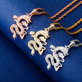 Hip Hop Style Chinese Traditional Long Pendant Necklace Iced Cubic Zirconia Ornaments As Lucky Symbol Rapper Mascot Fashion Gift