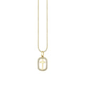 LOZRUNVE 925 Silver Dainty Pave Rectangle Cross Charm Necklace Trendy Gold Jewelry