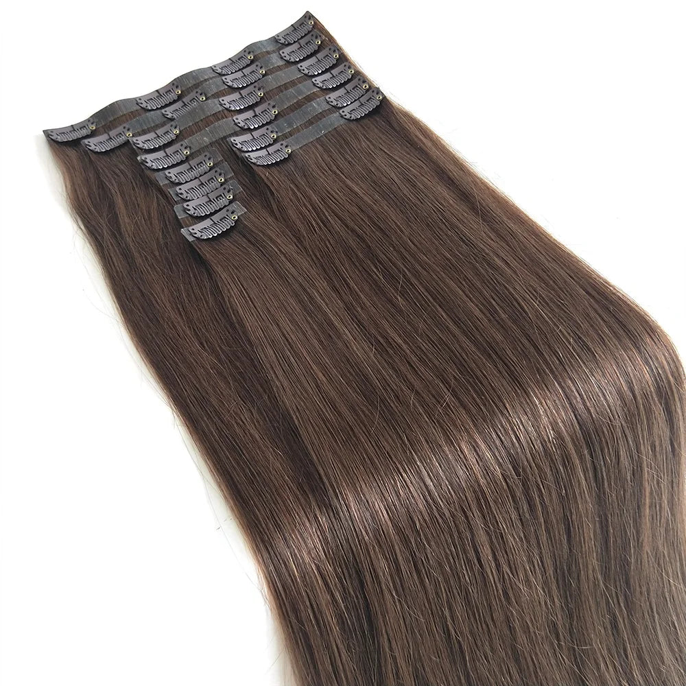 Wholesale Clip in Hair Extension 100 Human Hair Russian Hair Double Drawn Invisible Seamless Clip Ins Extension