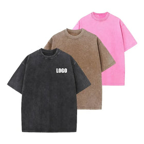 OEM Solid 100% Cotton Men's Custom Oversize Blank Short Sleeve Knitted Vintage Boxy Cropped Quick Dry Breathable T-Shirt