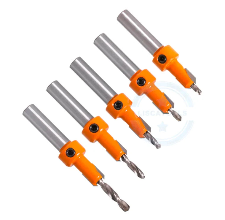 5pcs Set 8mm Shank HSS Woodworking Countersink Router Bit Set Screw Extractor Remon Demolition for Wood Milling Cutter
