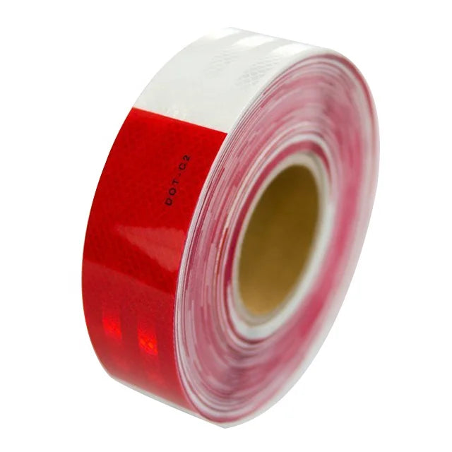 Reflective Material for Warning Reflective PVC Strip Retro Diamond for Vehicle Car Rim Black 2 Inch White and Red Sticker