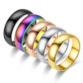 New 6MM Classic Rose Gold Plated Stainless Steel Ring Korean Version of Couple Fashionable Jewelry for Women
