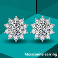 Wholesale 925 Sterling Silver Luxury Sun Flower Cluster Diamond Moissanite Stud Earring 0.5ct Women Fine Jewelry for Wedding